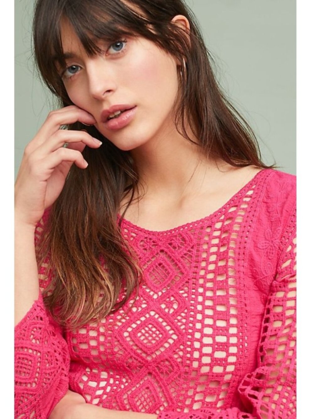 NWT Anthropologie: Fuchsia Crochet Top/Sweater